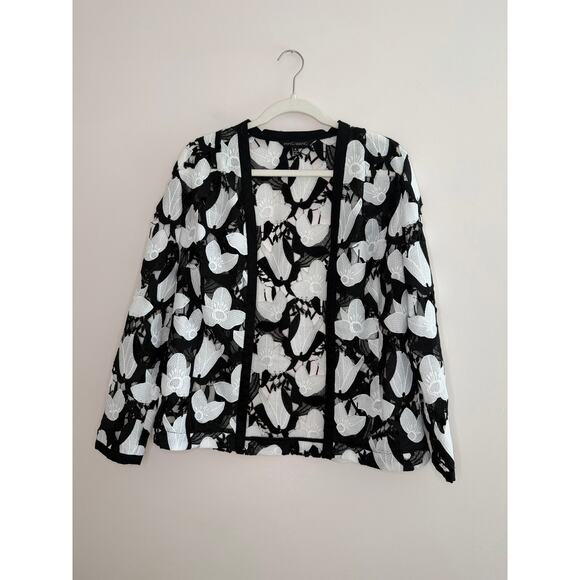 Ming Wang Openwork Floral Lace Monochrome Skirt Set Elegant Old Money S/M - Picture 3 of 12